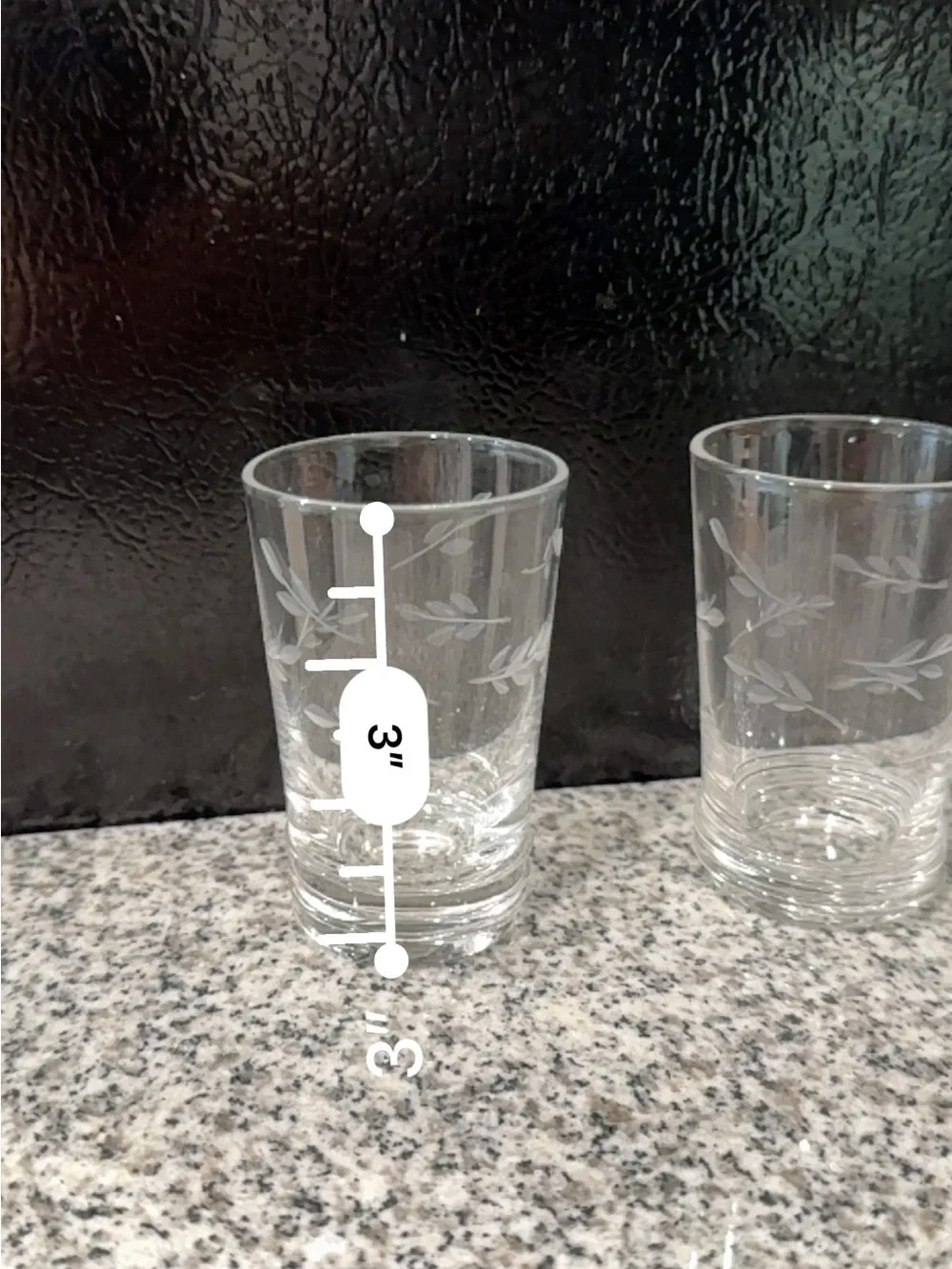 Clear Etched Glass shot glasses - Set of 2